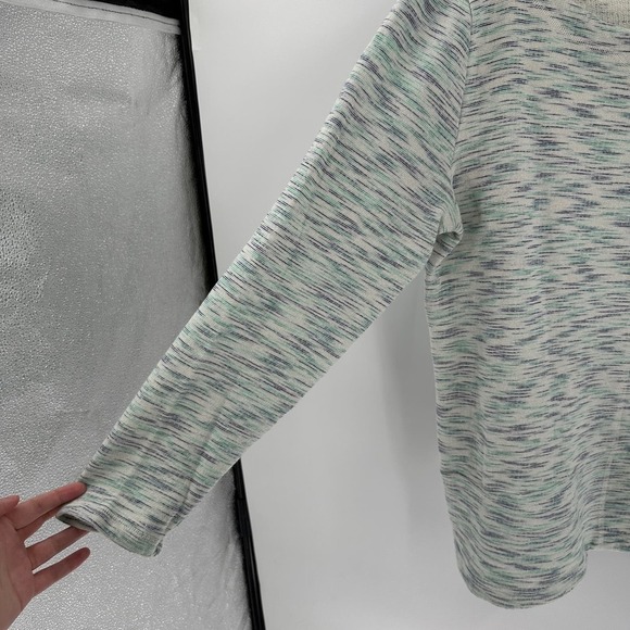 Talbots Cream Green Space Dye Metallic Side Button Pullover Sweatshirt Size XL - Picture 7 of 11